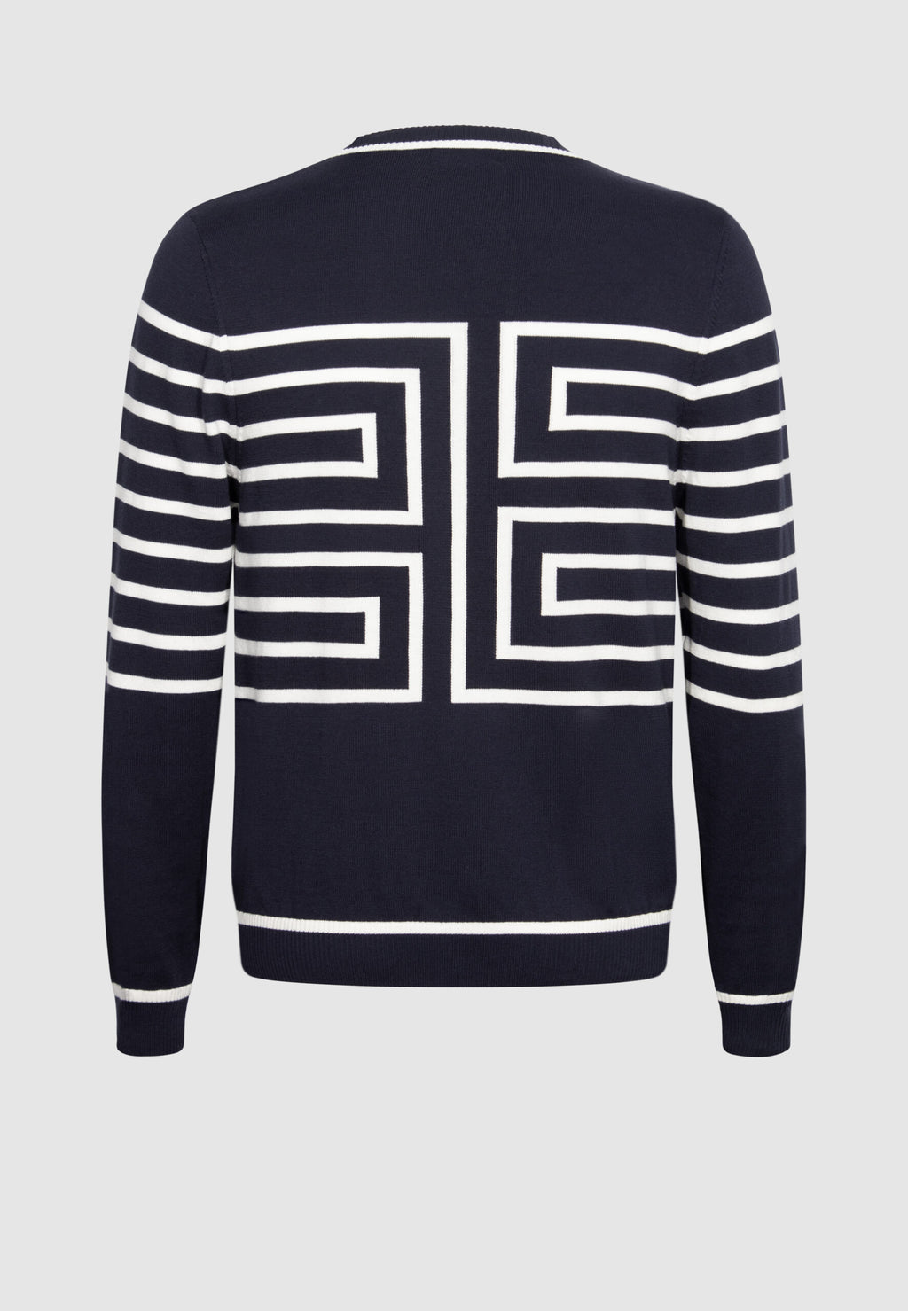 pull homme col droit bleu marine motif graphique