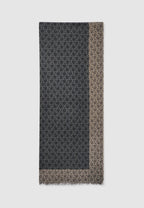 foulard imprimé gris et beige motifs cashemere