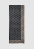 foulard imprimé gris et beige motifs cashemere