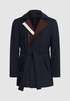 trench homme court bleu bordeaux et bande blanche incrusté