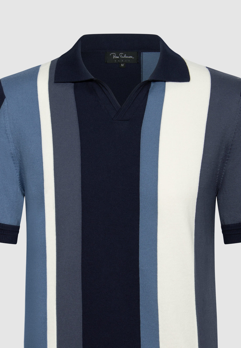 polo homme jersey de coton rayures bleues grises et blanches