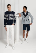 look pull homme bleu et blanc pantalon blanc caban bleu et blanc bermuda bleu