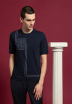 tee shirt homme bleu marine motif antique