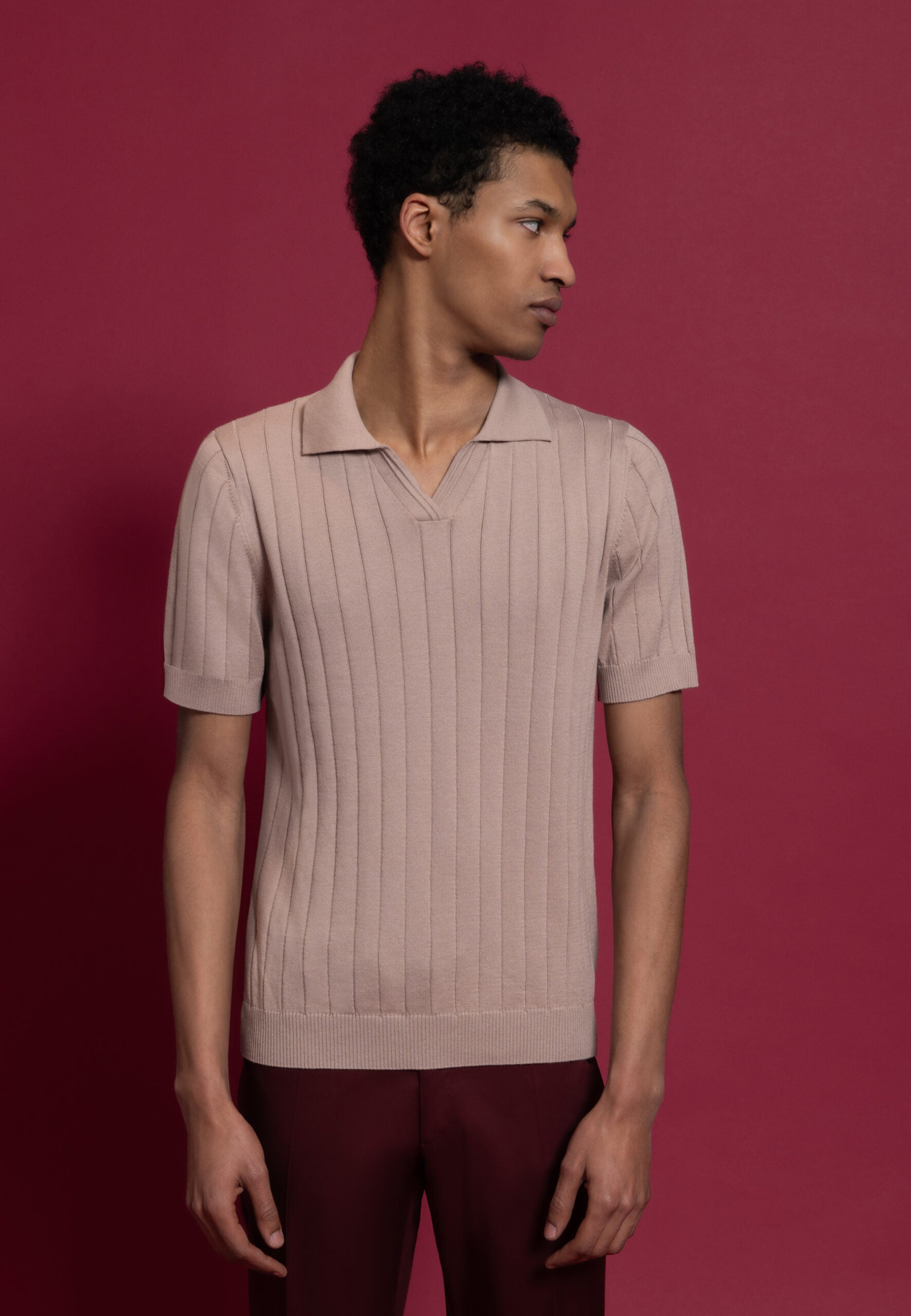 polo homme rose coton