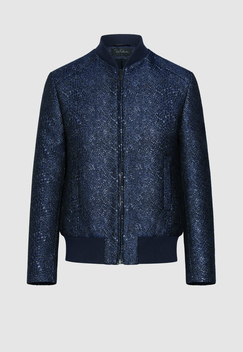 blouson homme teddy bleu effet texturé