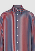 chemise homme coton rayures bleues bordeaux