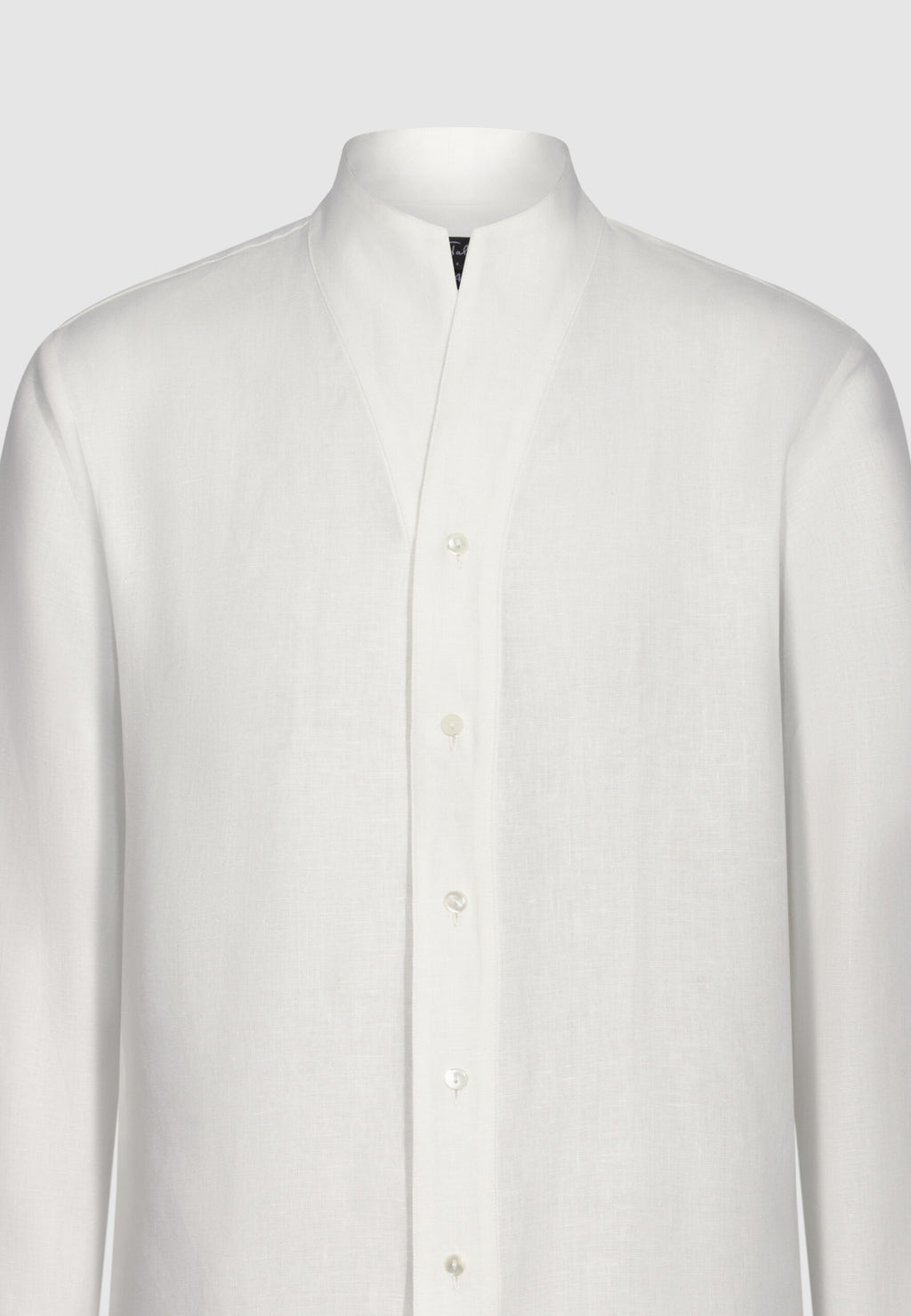 chemise homme lin blanc col montant