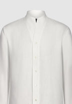 chemise homme lin blanc col montant