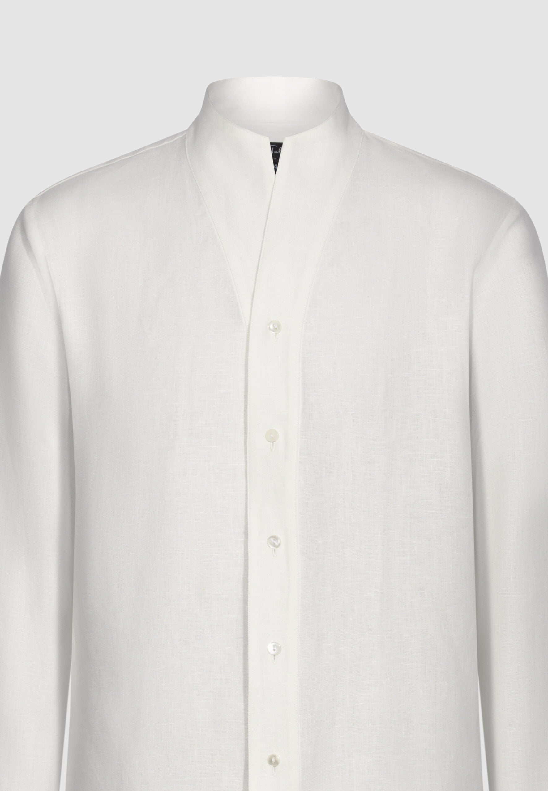 chemise homme lin blanc col montant