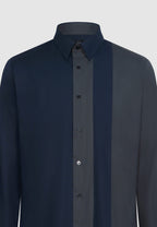 chemise homme bleu et gris bloc color