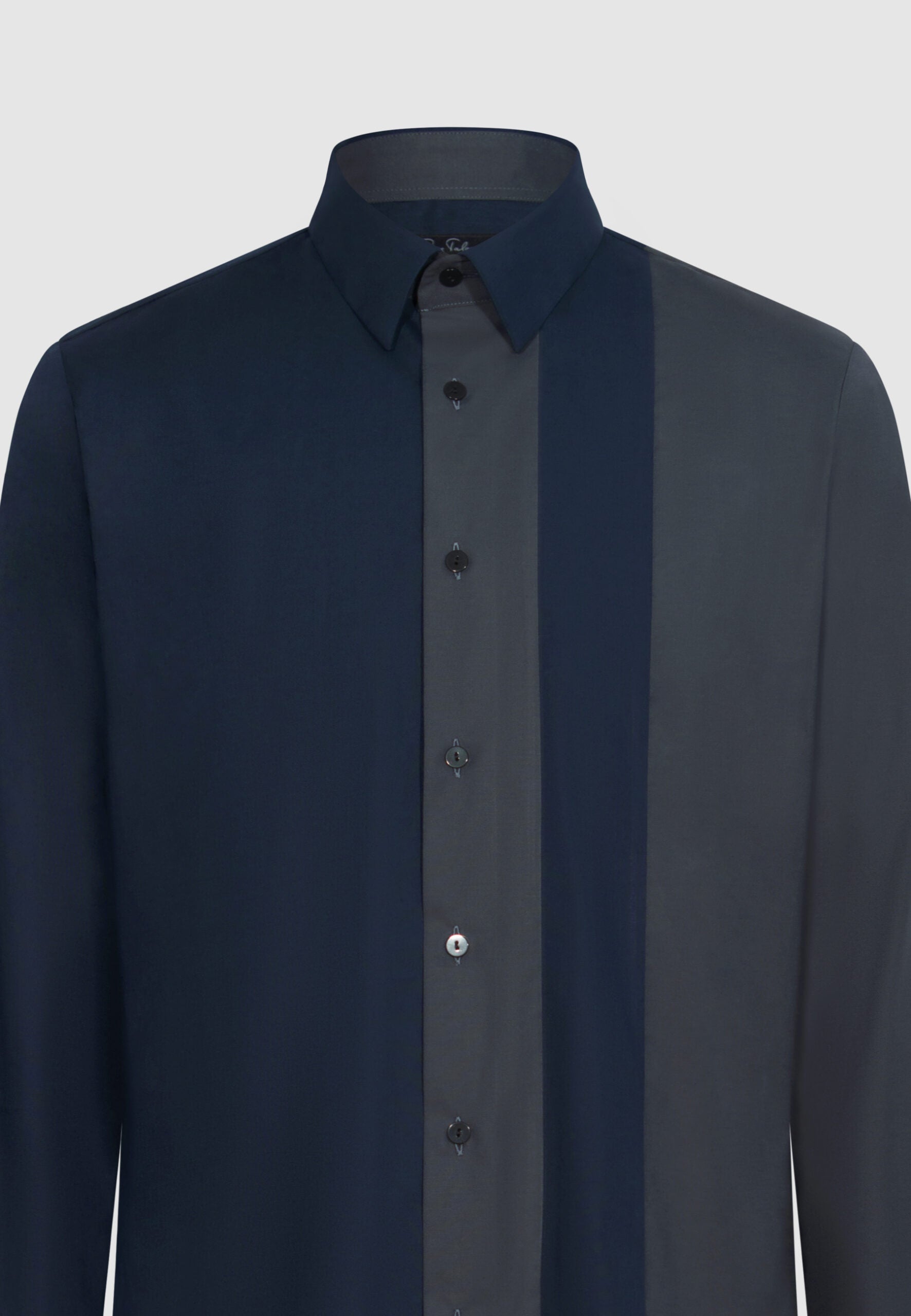 chemise homme bleu et gris bloc color