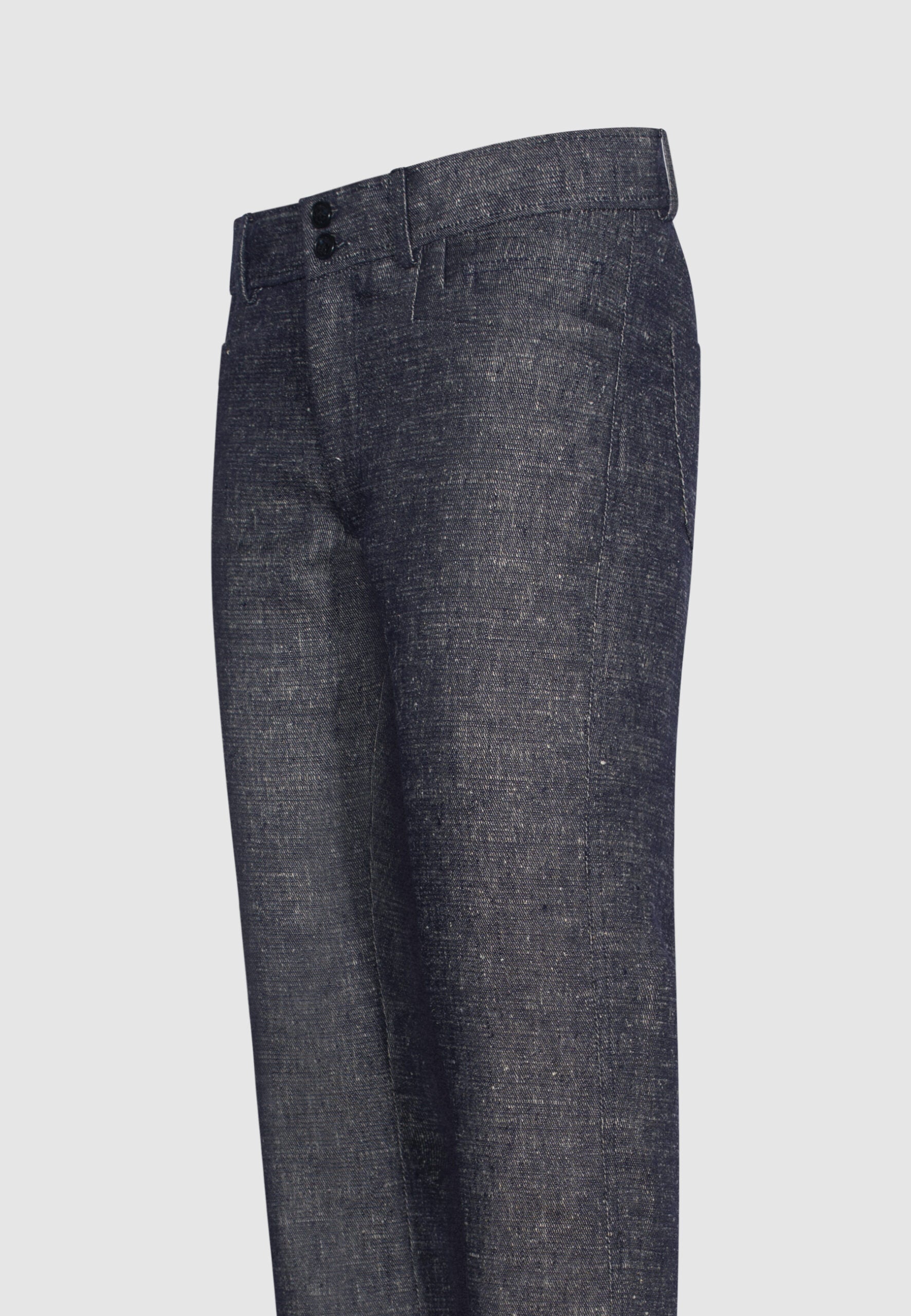 pantalon lin gris poches fantaisies