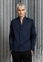 CHEMISE COL MONTANT MARINE – Image 2