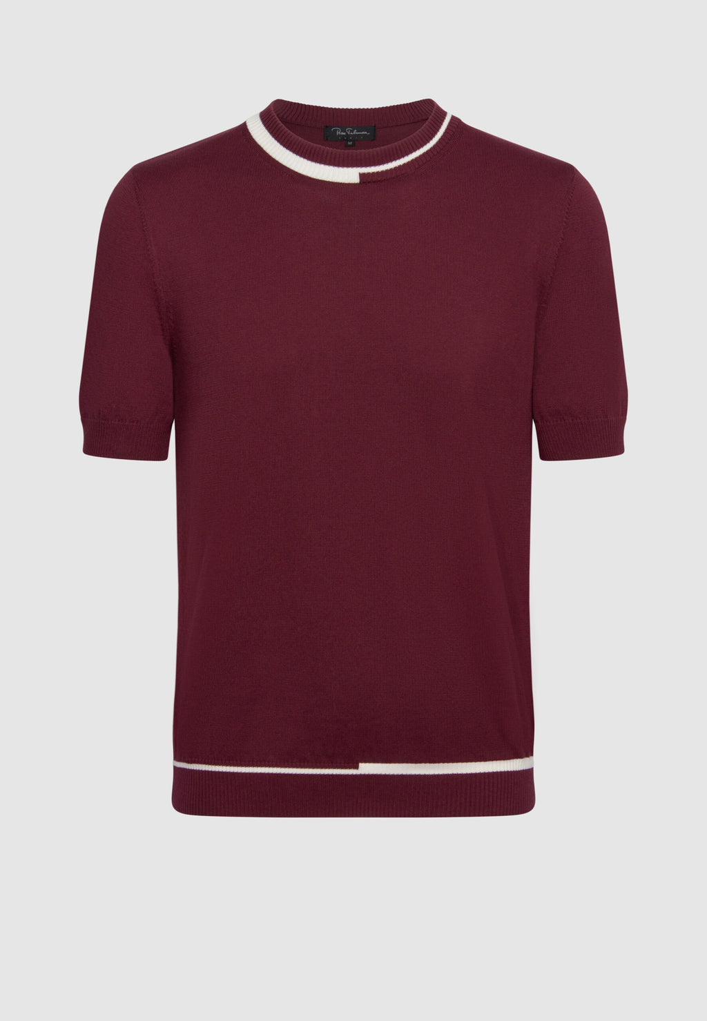 T-shirt homme jersey de coton bordeaux rayure col