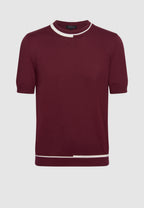 T-shirt homme jersey de coton bordeaux rayure col