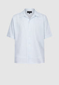 Chemise manches courtes homme rayures bleues
