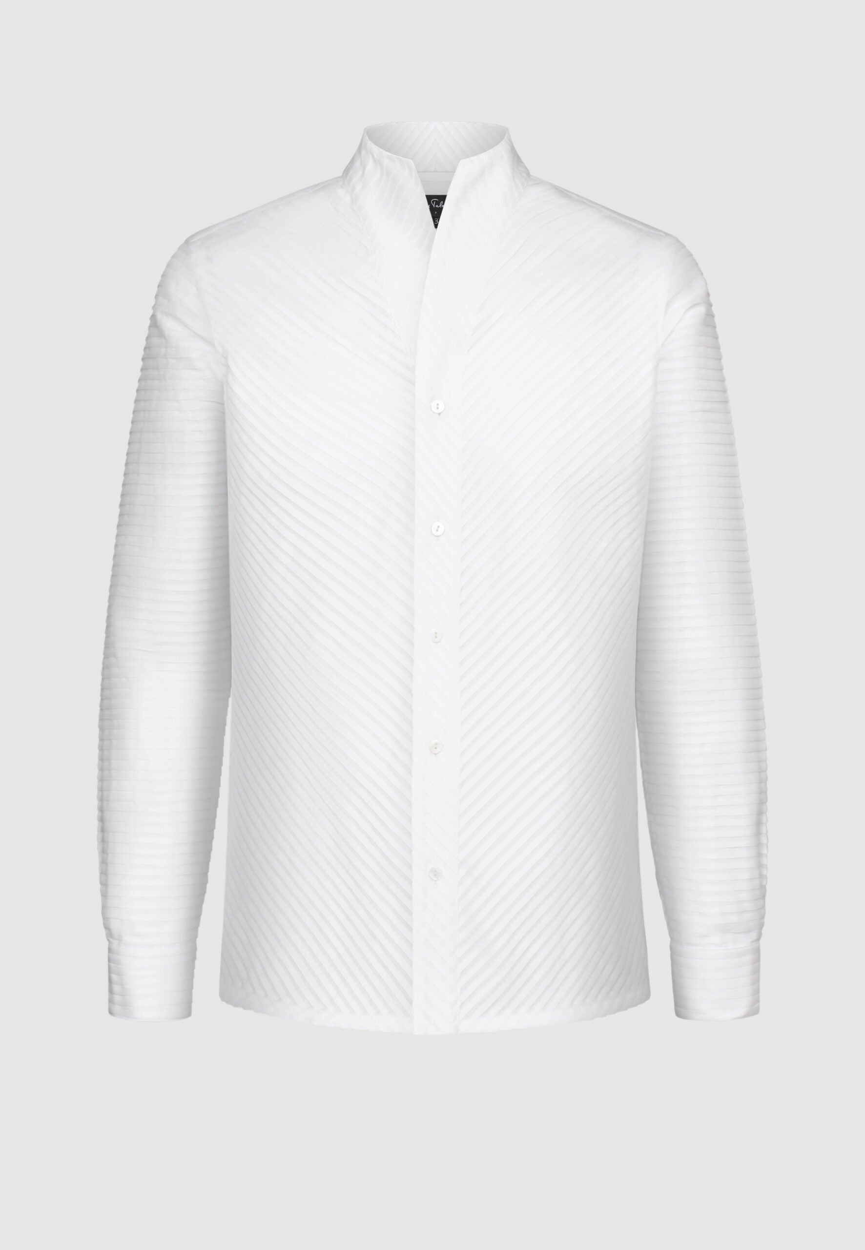 CHEMISE COL MONTANT PLISSÉE BLANCHE