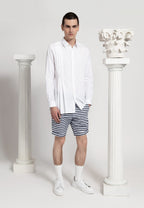 chemise tunique blanche a pinces homme