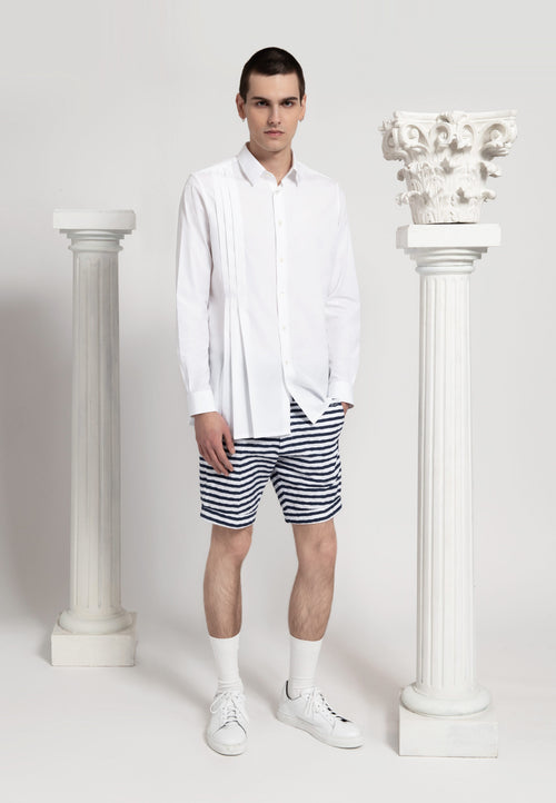 chemise tunique blanche a pinces homme