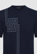 T-shirt jersey de coton homme bleu motif graphique