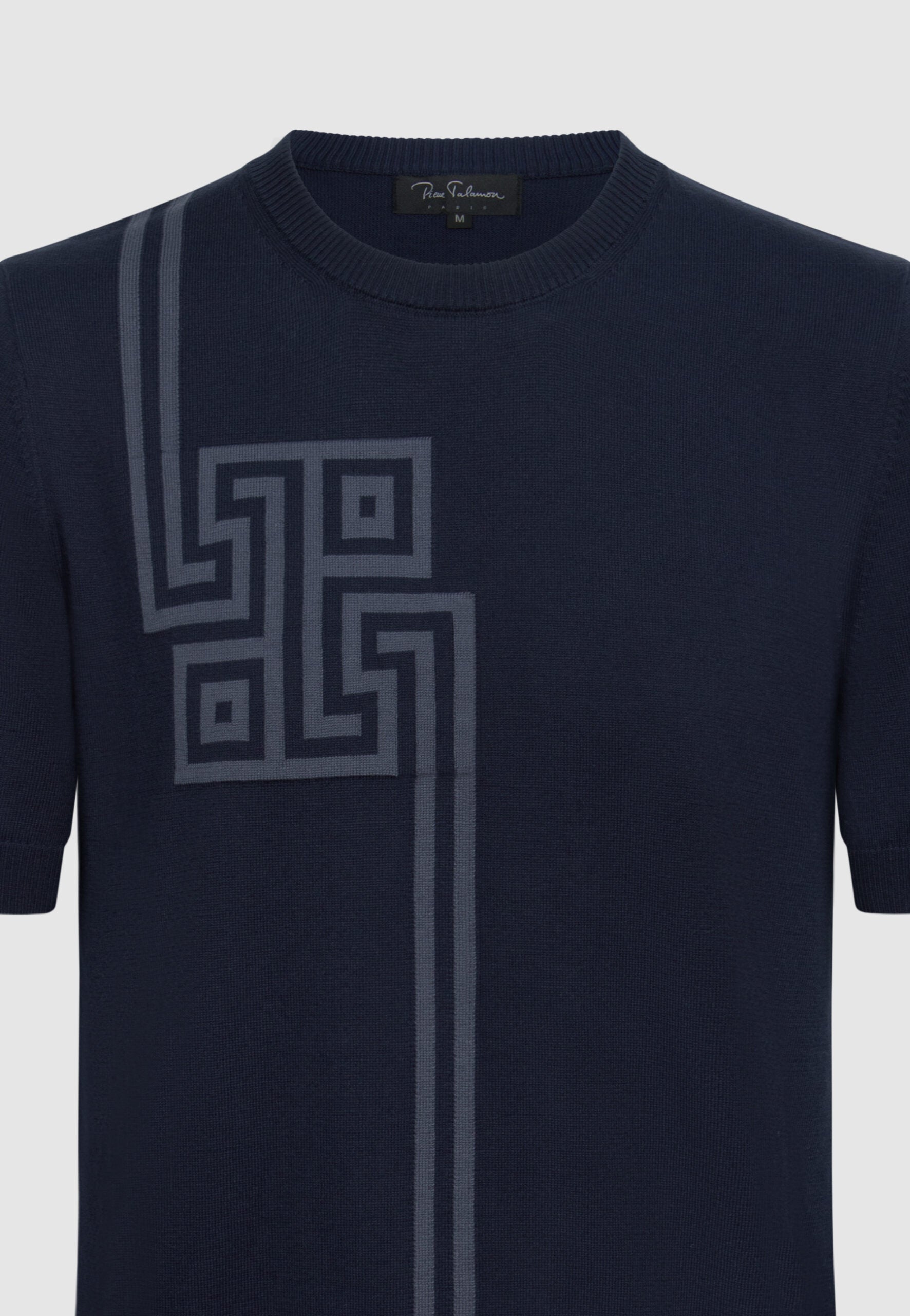 T-shirt jersey de coton homme bleu motif graphique