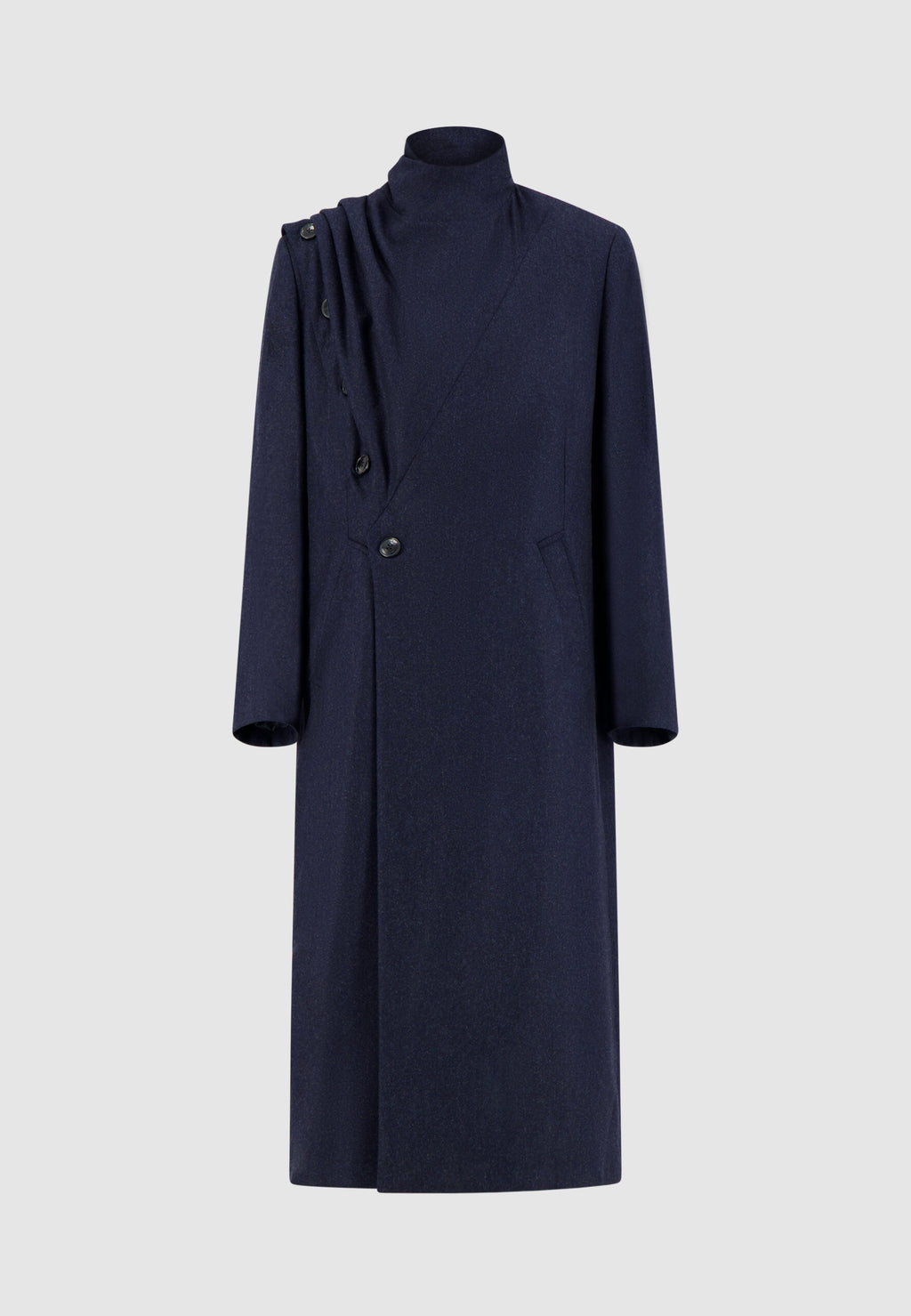 Manteau col écharpe bleu