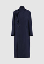 Manteau col écharpe bleu