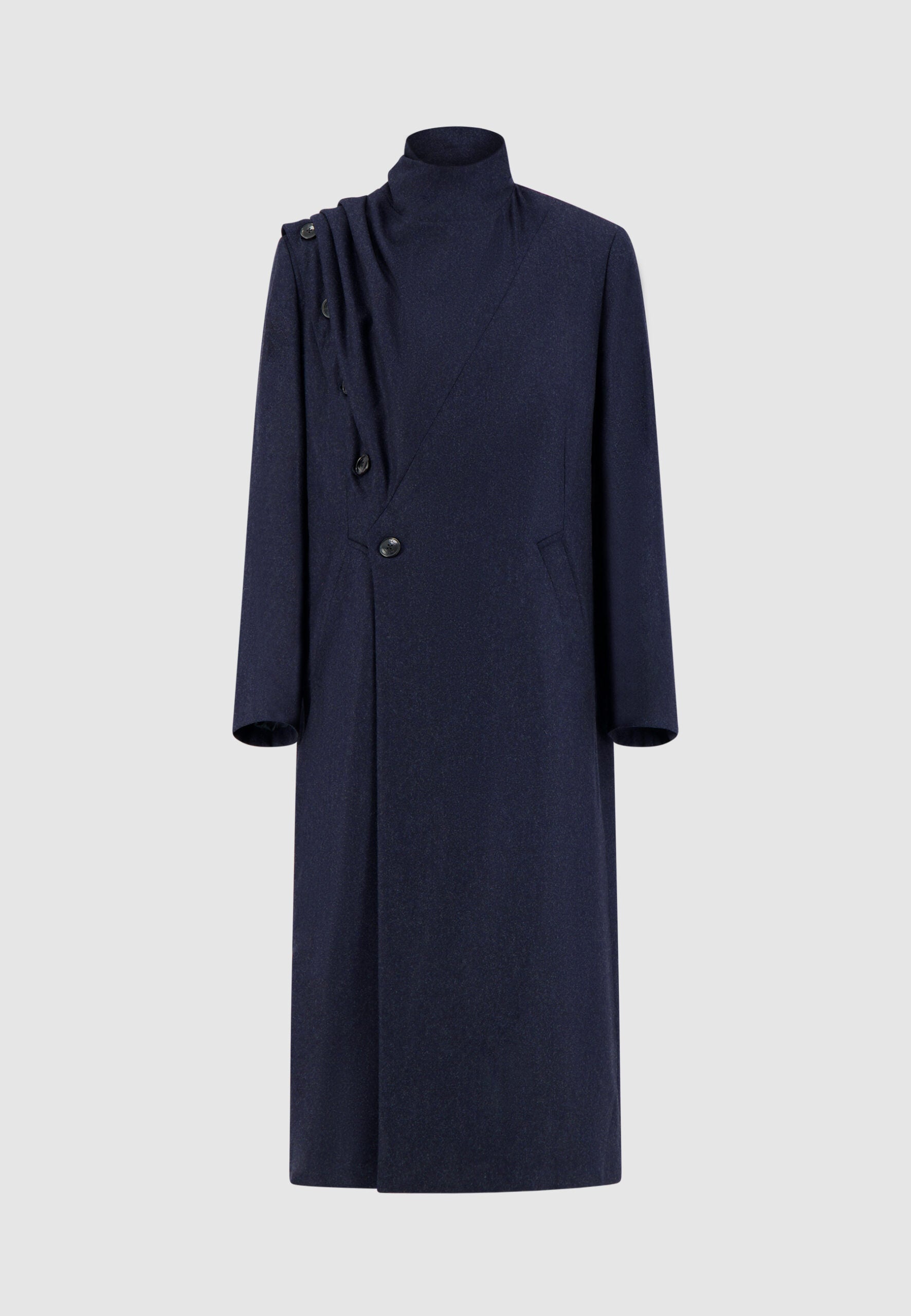 Manteau col écharpe bleu