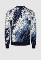 pull homme coton camaïeux de bleus col rond