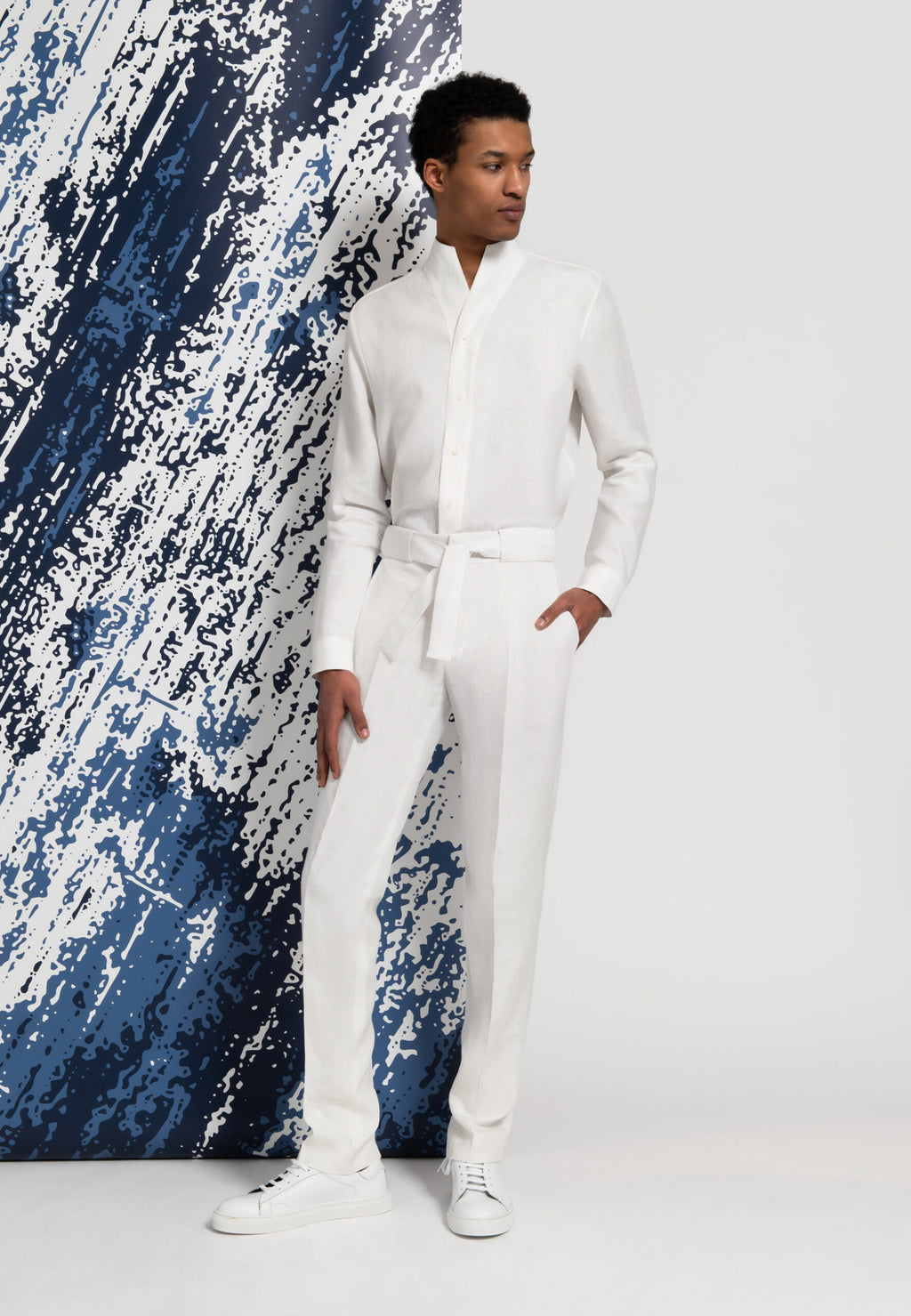 chemise homme blanche en lin pantalon blanc en lin ensemble blanc homme