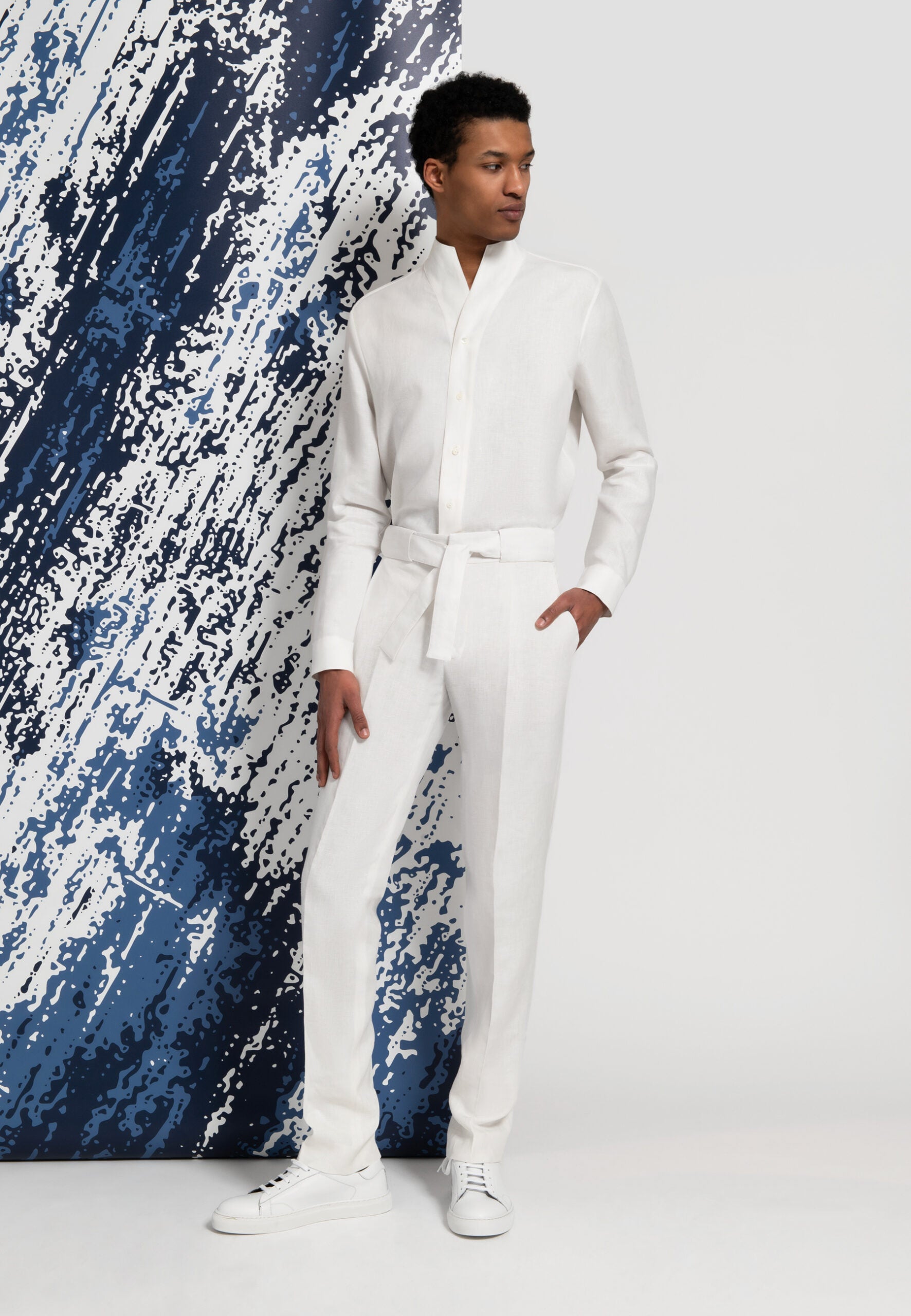 chemise homme blanche en lin pantalon blanc en lin ensemble blanc homme