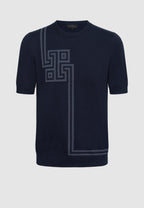 T-shirt jersey de coton homme bleu motif graphique