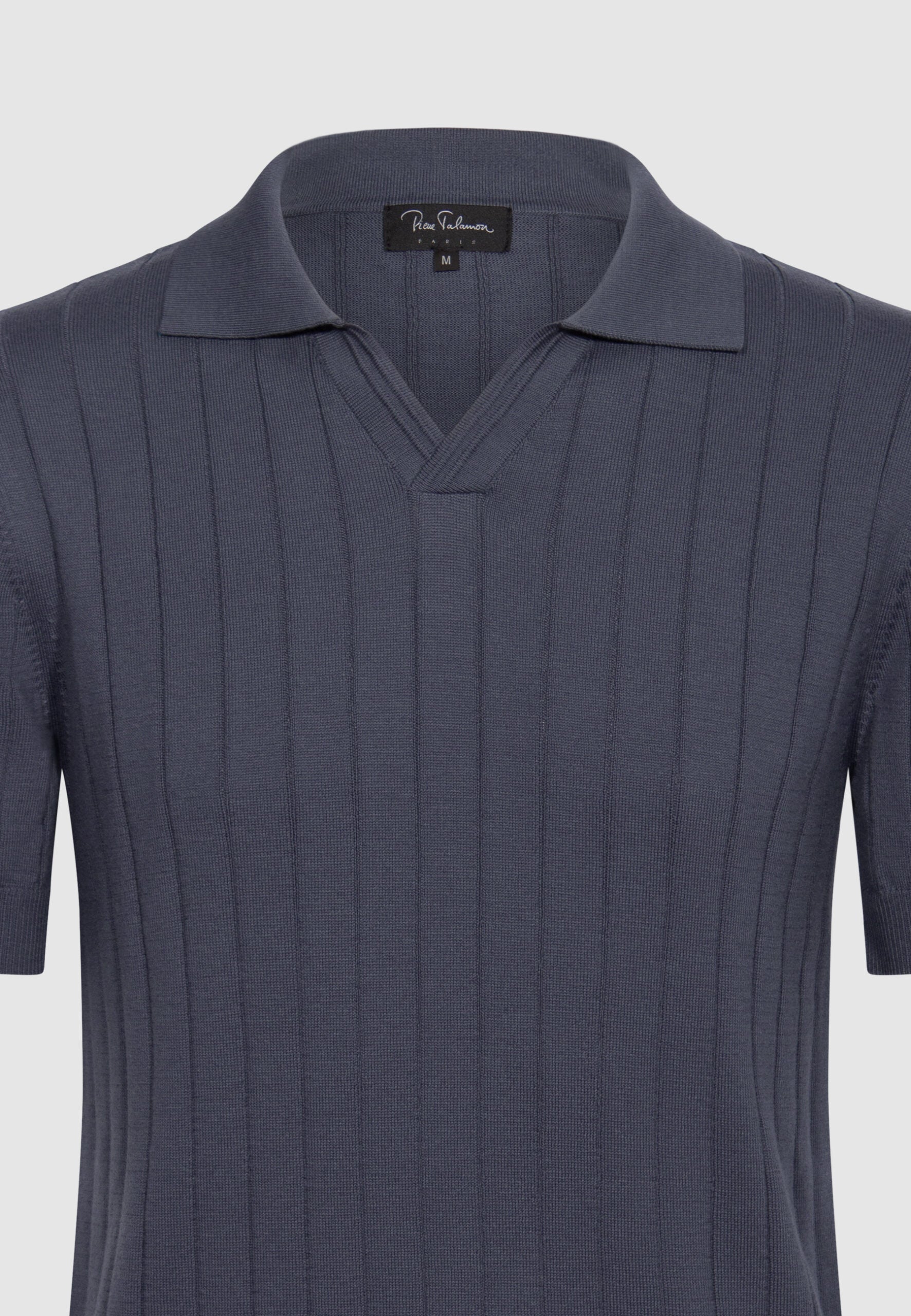 polo homme jersey de coton bleu gris