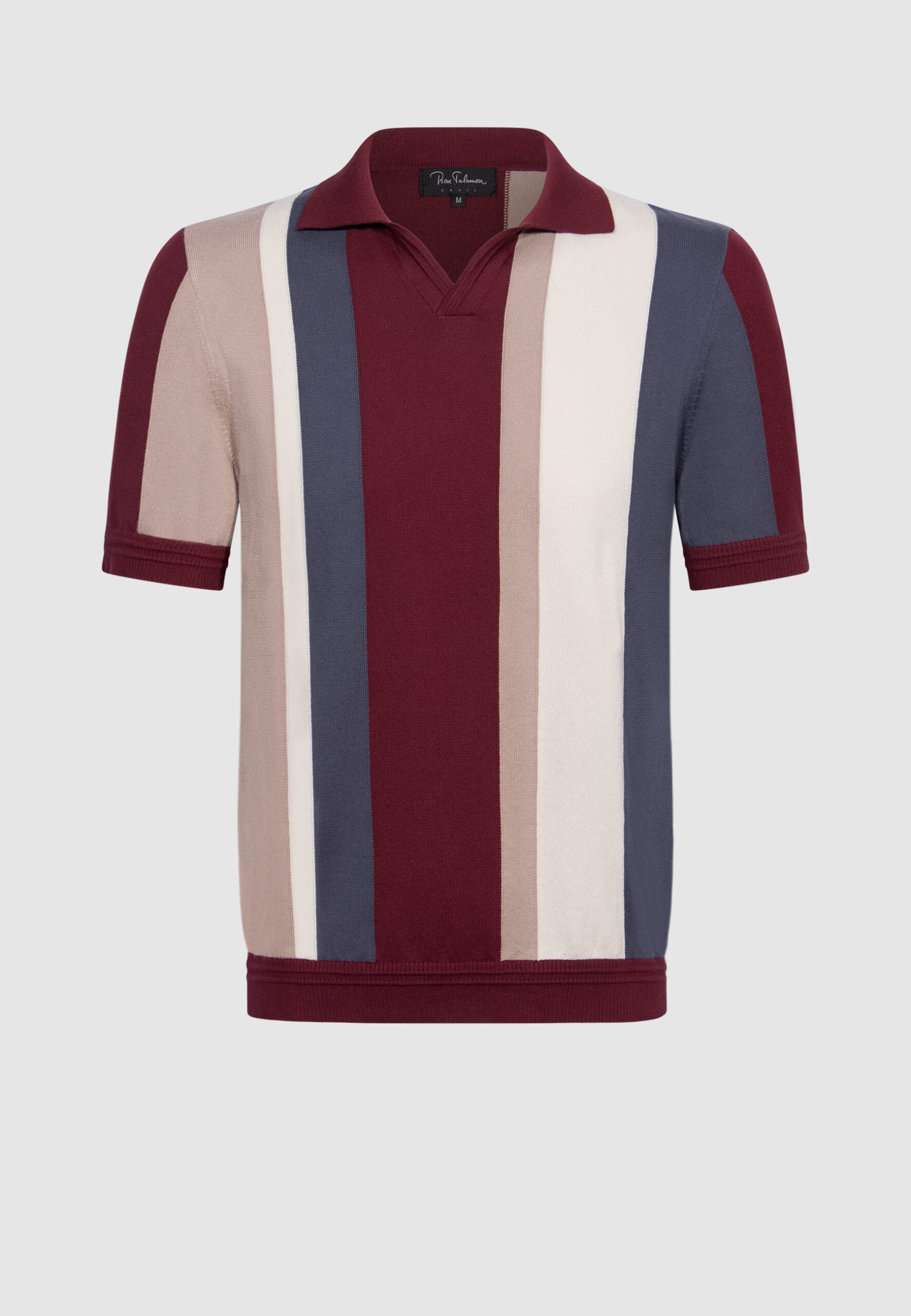 polo homme jersey de coton rayures roses grises bordeaux et blanches