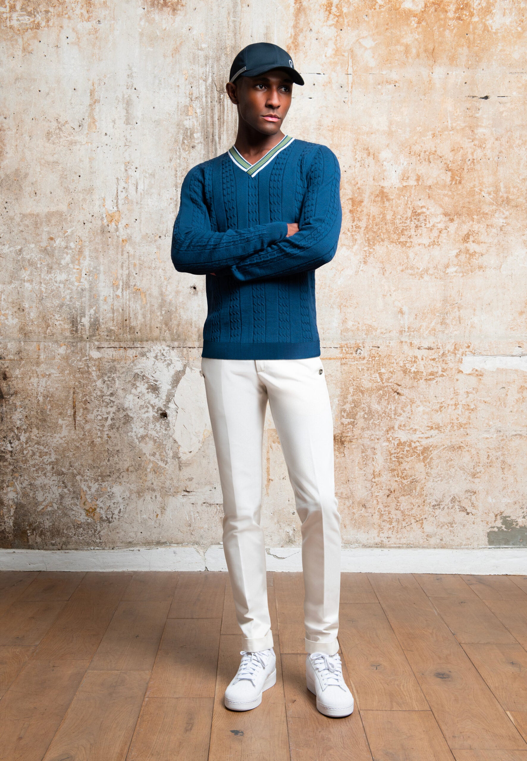 Pull torsadé bleu – Image 2