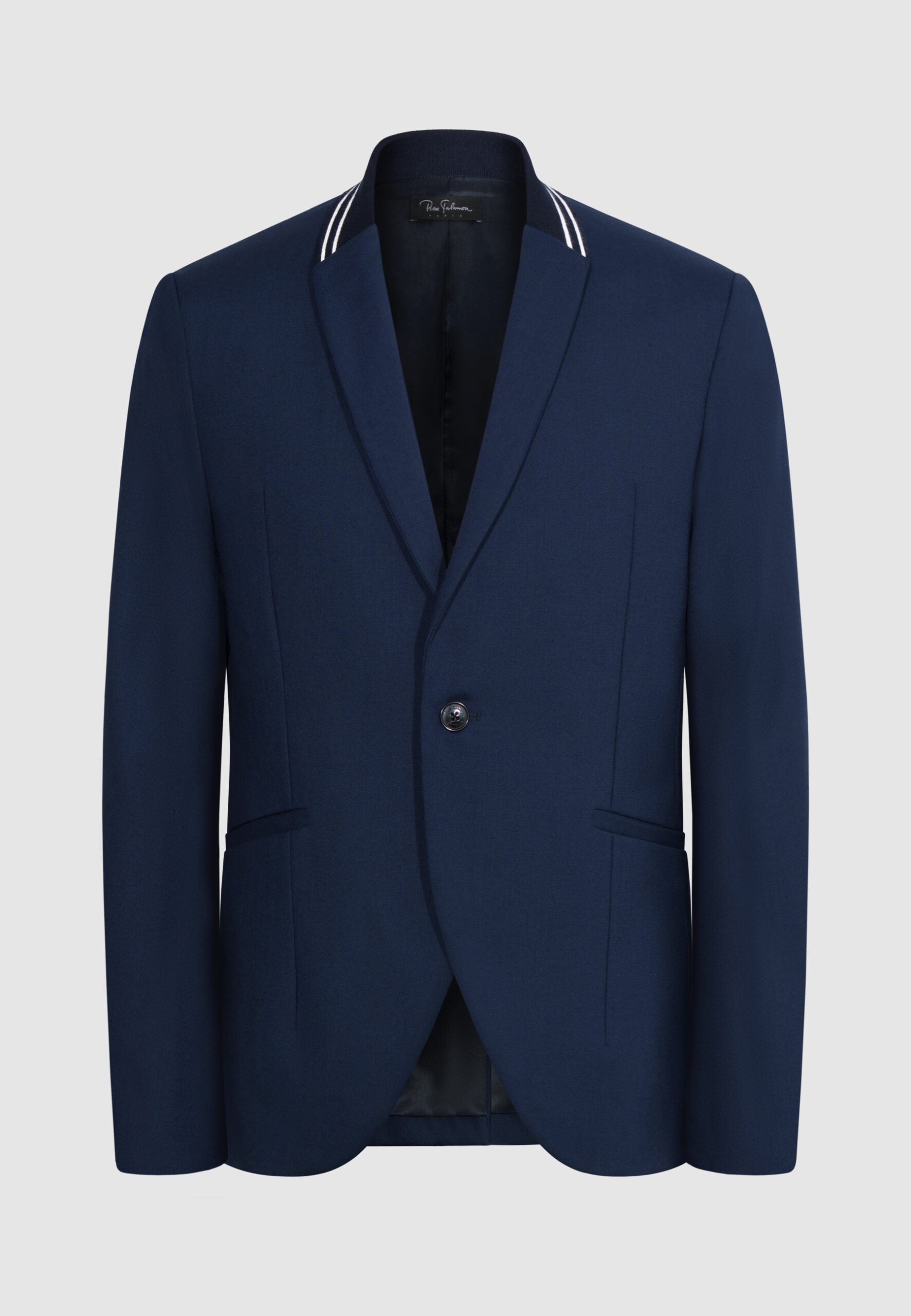 veste homme laine bleu col en maille