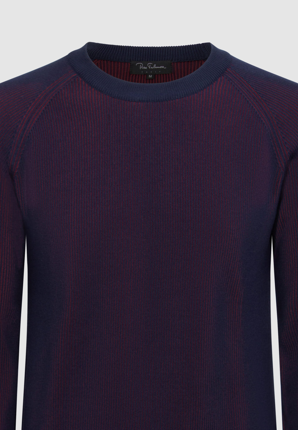pull homme vanisé bleu et bordeaux coton