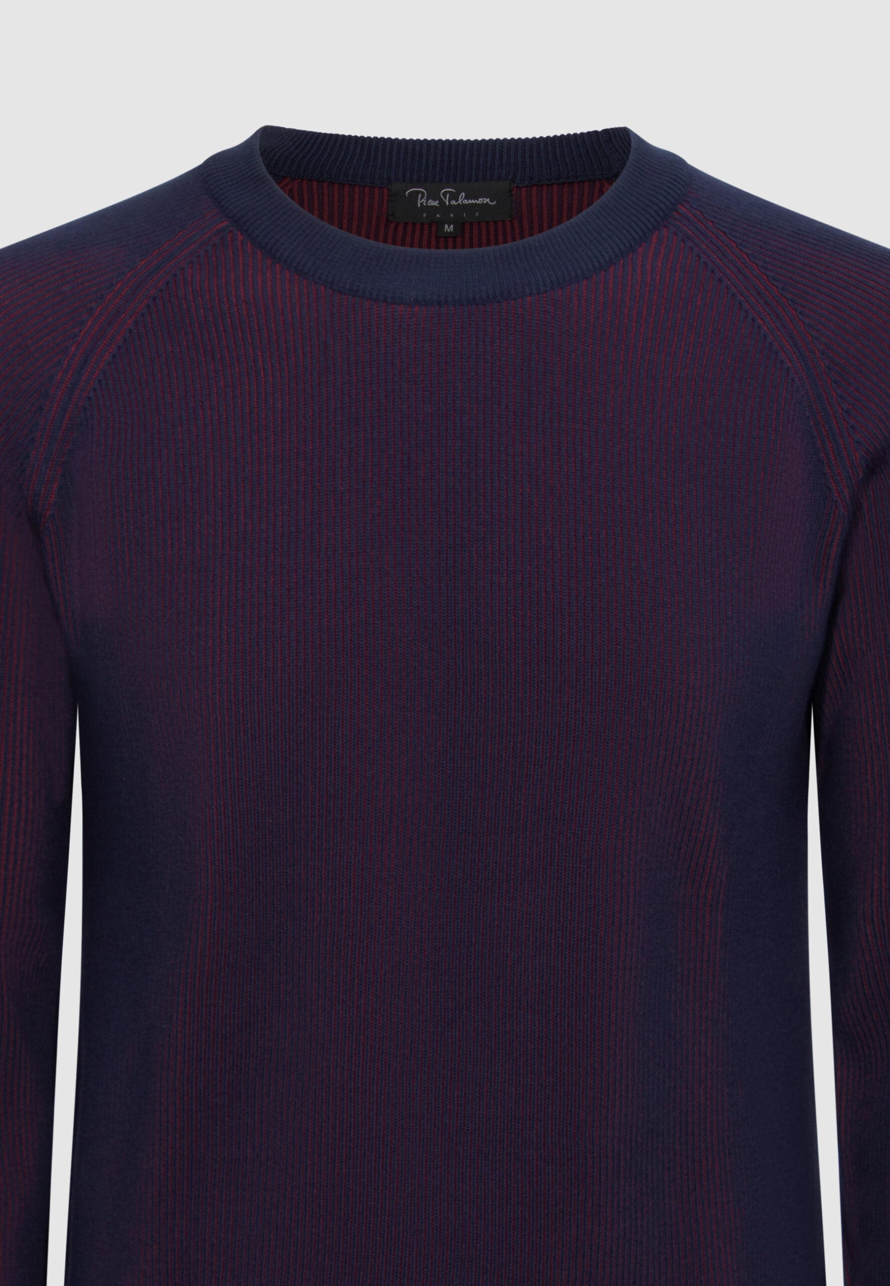 pull homme vanisé bleu et bordeaux coton