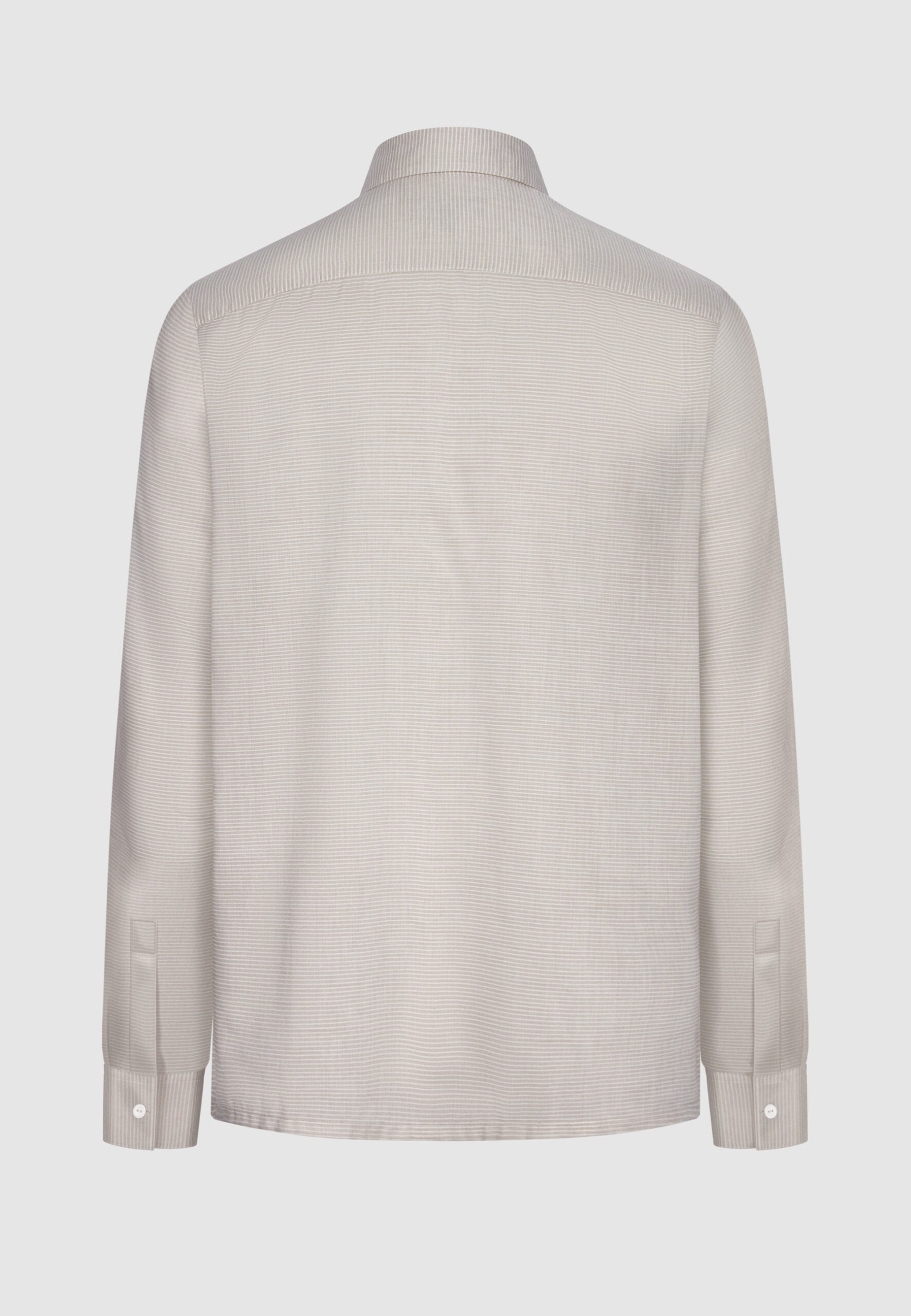 chemise homme coton beige fines rayures transparente vue dos
