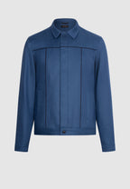 blouson homme trucker bleu minimaliste