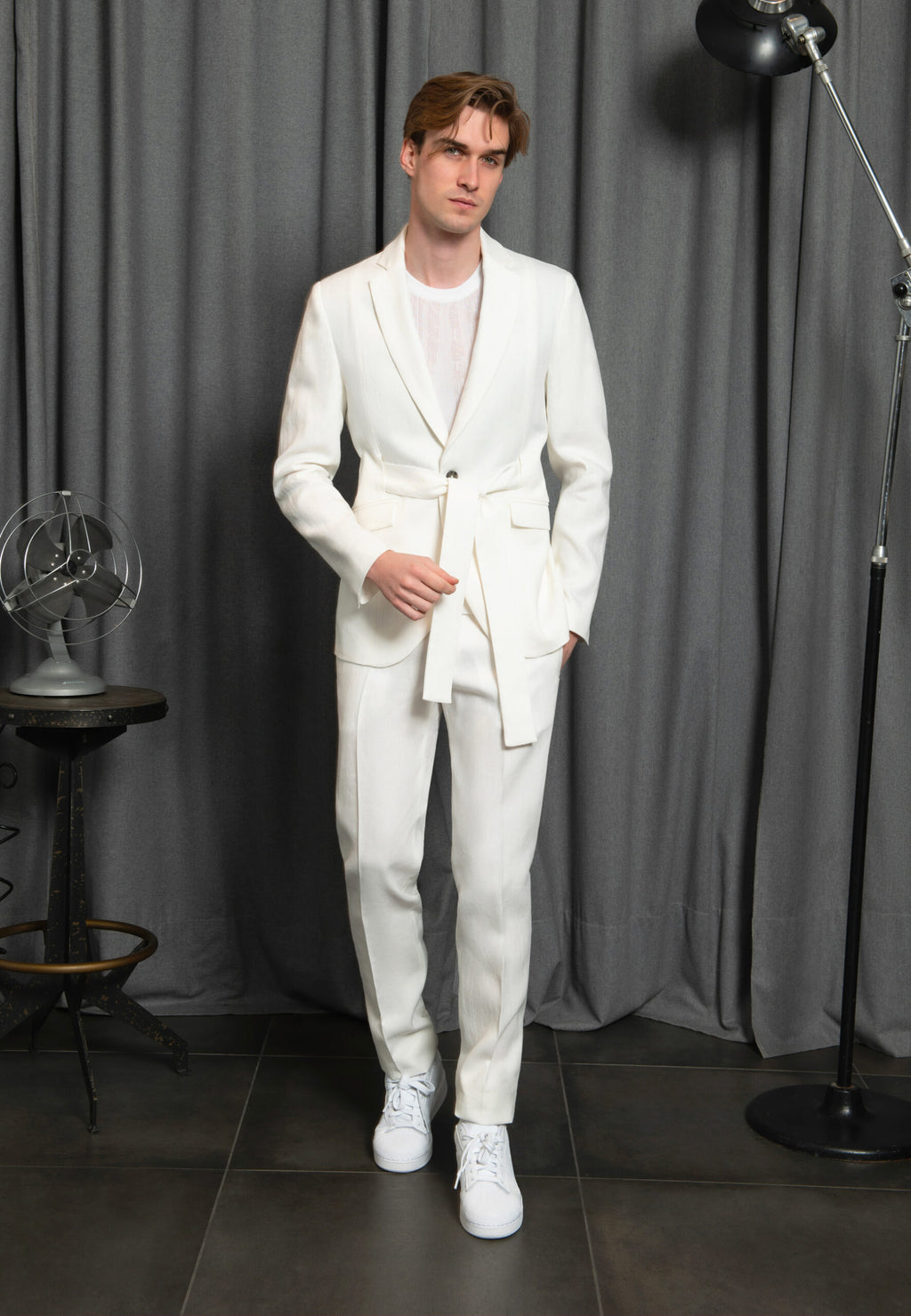 VESTE CEINTURÉE LIN BLANC – Image 2