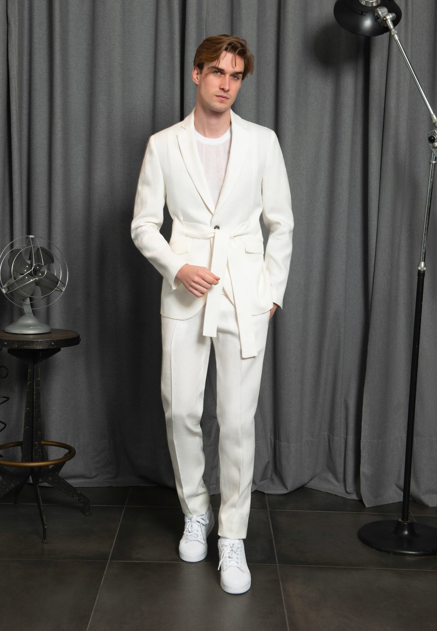 VESTE CEINTURÉE LIN BLANC – Image 2