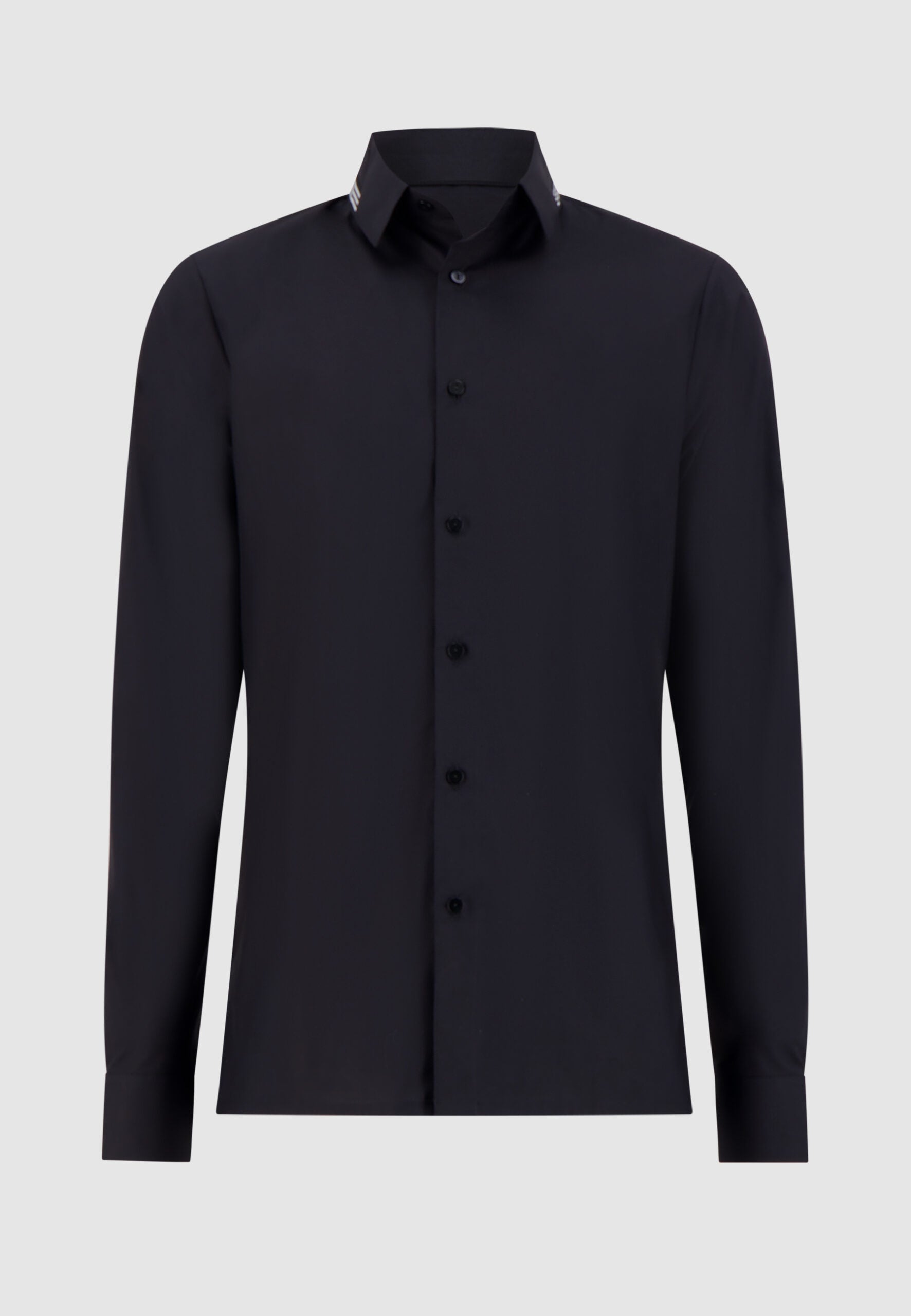 Chemise noire col galon