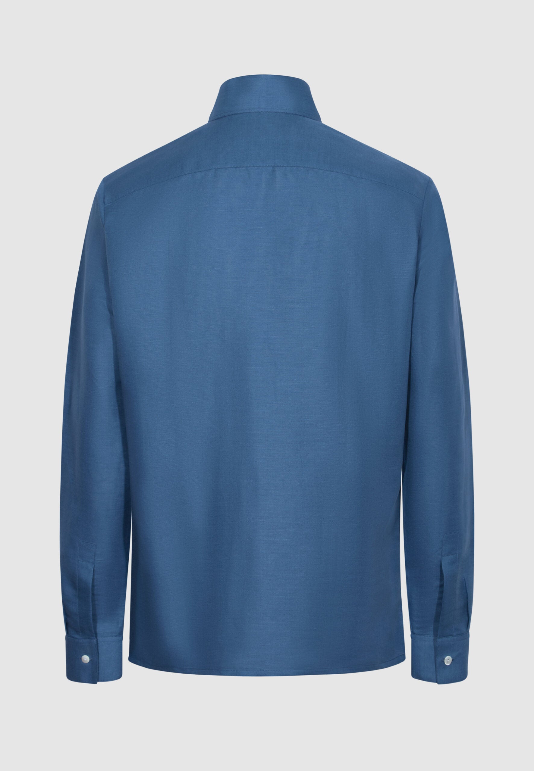 chemise homme lin bleu col officier vue dos