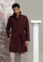 look homme imperméable bordeaux ceinturé
