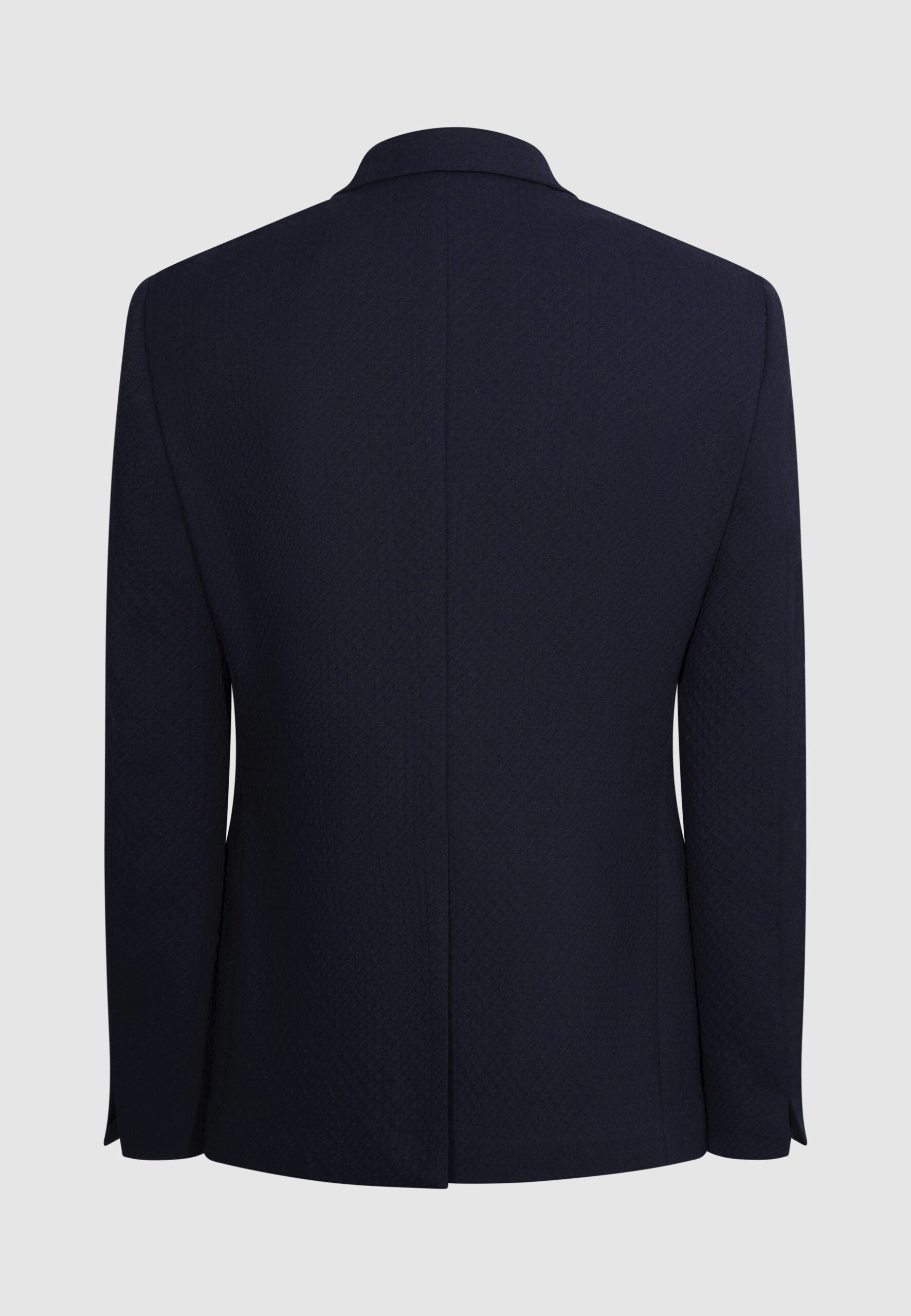 veste laine bleu marine col tailleur effet texturé vue dos