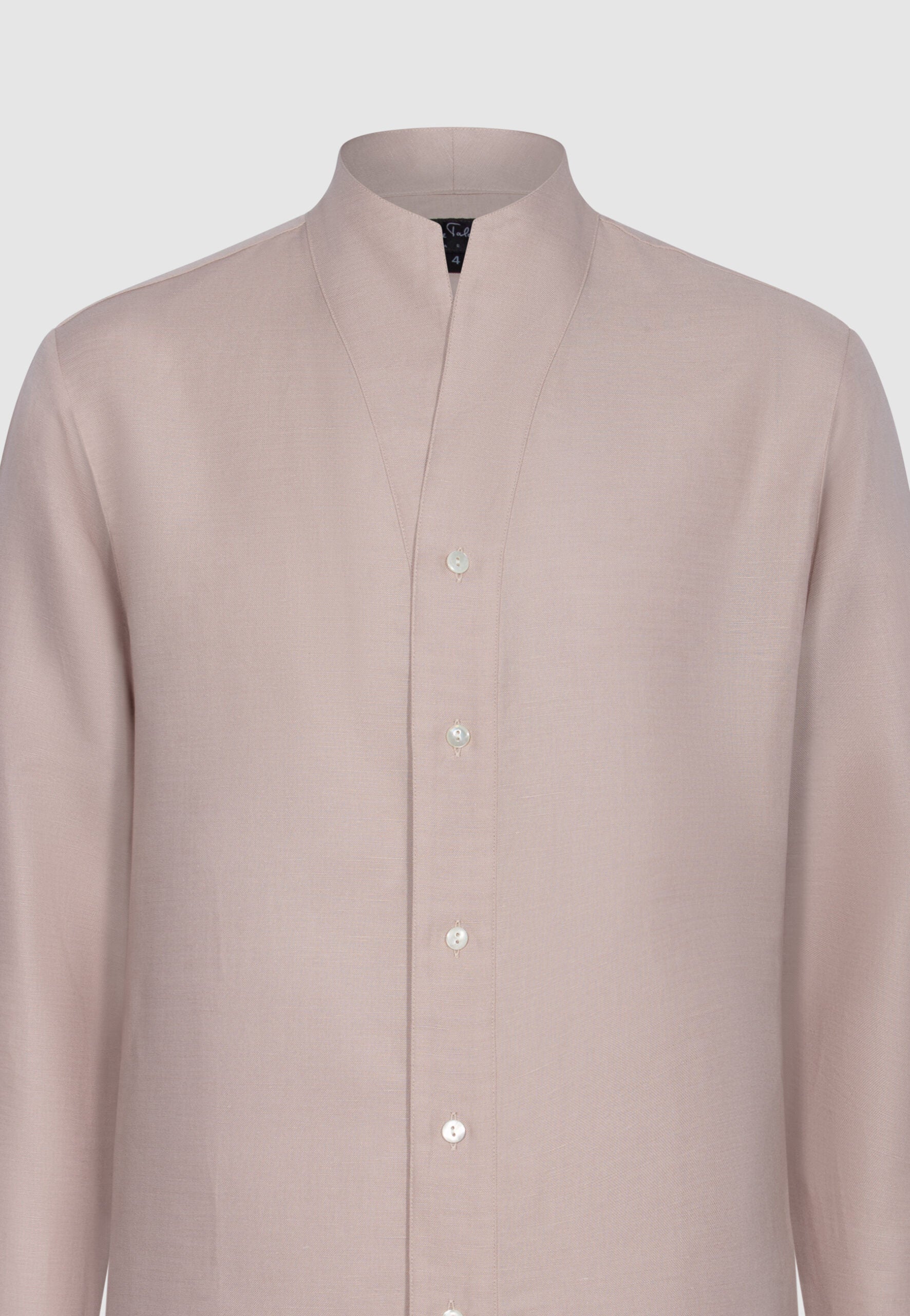 chemise homme lin rose col montant