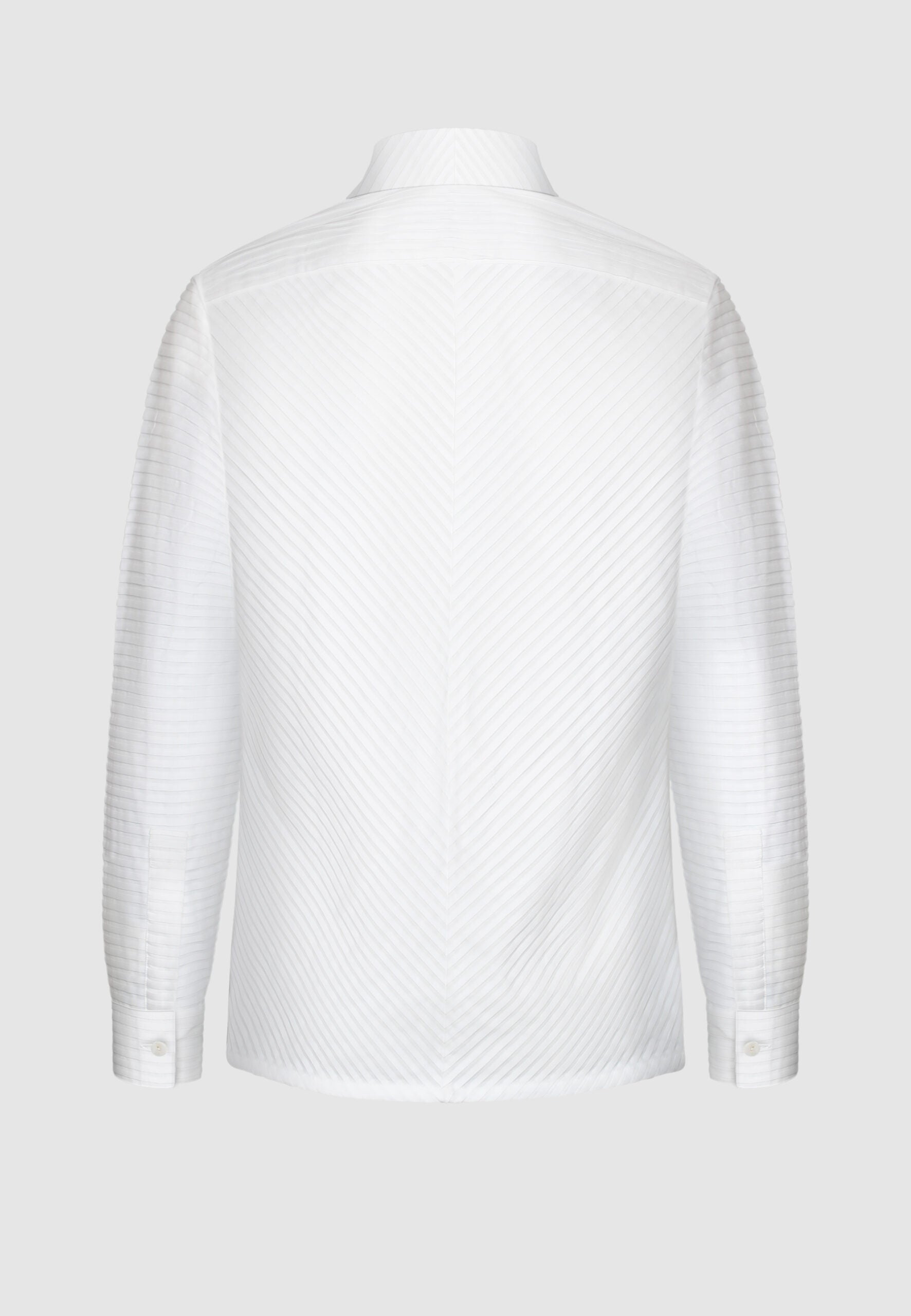 CHEMISE COL MONTANT PLISSÉE BLANCHE – Image 4