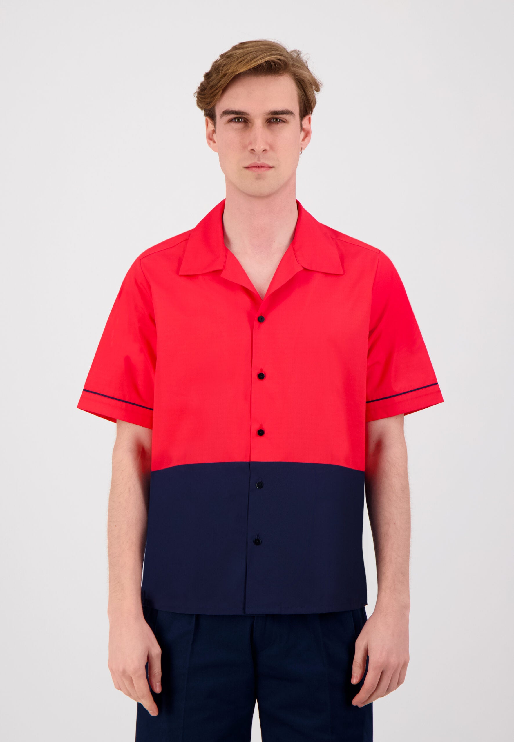 CHEMISE BOWLING ROUGE & NAVY