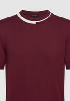 T-shirt homme jersey de coton bordeaux rayure col